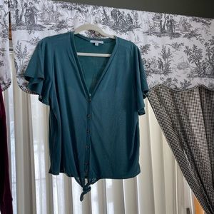 Green Envelope (T.J. Maxx) - short sleeve button up tie shirt